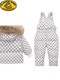 Children's down jacket suit winter new infant baby suspender down pants boys and girls down jacket jacket gray 100 100cm