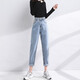 Harlan Jeans Straight Loose 2025 Summer NUEVO estilo Slim Slim High Winist Nine Cúbico Pantalones de zanahoria Daddy #5901 Light Blue regular 28 (sugerido 108-116Jin [Jin es igual a 0,5 kg])