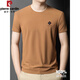 Pier Cardin High-End Mulberry Seide Kurzärärmelte T-Shirt für Herren Sommer neuer runder Nacken Feste Farbe Dünne Mode vielseitig großer Größe Casual T-Shirt 13578 Grau M 165 [Empfohlen 100-120 Jin [Jin entspricht 0,5 kg]]