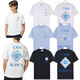 LEE KIDS卡萨布兰卡男女短袖潮牌夏季方形游泳池字母logo印花圆领T恤 829黑 L