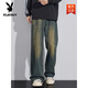 Playboy (Playboy) Lavage Old Summer Thin Jeans Men's Men's Straight Loose James American High Street Draped Floating Pantal