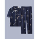 
Catman (MiiOW) 2025 new men's pajamas short-sleeved cotton suit summer men's trousers teenagers can wear home clothes outside G3884 blue-short-sleeved trousers XL [Suggested 120-140Jin [Jin equals 0.5 kg]]
