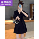 啄木鸟小个子收腰显瘦气质冰丝连衣裙女2025新款短裙子女夏季感小黑裙 6622玫瑰碎花 L 建议105斤左右