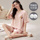 Non-standard high-quality products with chest pad anti-convex pajamas for women short-sleeved shorts for summer casual houndstooth thin home clothes for outdoor wear XL (120-135Jin [Jin equals 0.5 kg])/T1047 (with chest pad)