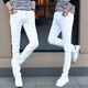 TTPMER Spring White Jeans Men's Korean Style Slim Elastic Small Foot Fashion Green All-Match Casual Long Trousers Black and Gray 1048 YN [High Elastic Quality] 40 Sizes - Recommended (Weight 200-210Jin [Jin equals 0.5 kg])
