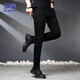 ROMON jeans men's autumn and winter business casual straight trousers men's stretch slim pants black 32
