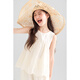 Mucmukn [Summer of Island City] Tians Laiser Lace sleeveless vest shirt Seaside vacation wide-leg pants Girls summer pants M52XK3881B beige 130