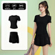 Best Fleece Quick Dry Running Sports Set for Women with Back Pocket Back Machine Short Sleeve Slim High-Stretch Fitness Clothes Fitness Yoga Suit