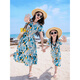 QINZHI (QINZHI) parent-child short-sleeved T-shirt suit summer casual 2025 new summer three-child mother-child mother-daughter beach T-shirt set, color skirt shirt set, 160 boys [70-80Jin [Jin equals 0.5 kg]]