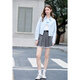 Baitu Betu Women's Clothing 2025 Autumn New Short Chaqueta corta 100% Algodón delgado Camisa casual para mujeres 2507T33 Azul M