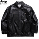 JEEP SPIRIT Jeep leather jacket men's spring and autumn trendy brand loose and handsome men's versatile pilot motorcycle jacket PU949 black M 100-110Jin Jin is equal to 0.5 kg