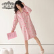 Odanmu camisón de manga larga para mujeres en primavera y otoño nuevo cárdigan de algodón puro lindo pijamas para mujeres en algodón estilo internet estilo de celebridades dulces jg9928 m