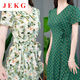 JEKG FRINDE NEUES Kleid für Frauen 2025 High-End Small Duftstil Celebrity Slim Fit und Fleischabdeckung Fleisch, um einen schlanken A-Line-Rock für Frauen 9215-Green XL zu machen [vorgeschlagen 110-125jin [Jin gleich 0,5 kg]]