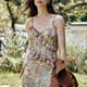 
Olrain Ourui'er vacation wind romantic lotus leaf suspender dress for women in autumn 2025 new sleeveless long skirt color S