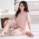 MUJI COM MUJI COM pajamas same style for women in summer pure cotton with chest pad thin short-sleeved trousers for outdoor wear in summer Z693 tender green (with chest pad) XL Recommended 120-140Jin [Jin equals 0.5 kg]