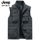 
JEEP SPIRIT spring and summer thin work vest men's multi-pocket outdoor wearing fishing photography tactical vest jacket 718-spring and summer-black thin XL (suitable for 140-155 Jin [Jin equals 0.5 kg])