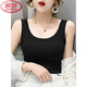 Langsha Modal Ice Silk Small Suspender Gite pour les femmes avec un ajustement de printemps et d'automne Slim à l'extérieur, le dessus de base de base sans manches en filetage rouge, Brown Dark Brown + Black XL adapté à 110-120jin [Jin est égal à 0,5 kg]