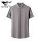 Sieben Wolf Mulberry Silk Short Sleeve Shirt Herren Sommer Neues Freizeitgeschäft No Bügelhemd mit mittleren Alter dünne halbärmelige Top 6913 Graues Grün 4xl 195/135