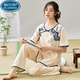 Palanto Women's Women's Pajama Set Set Stee Lumber Thin Bloys Летние новые китайские стили имитация хлопковая домашняя одежда может быть носить на открытом воздухе LZY9905 M Размер (предлагается 75-95JIN [JIN равен 0,5 кг]) Весь размер