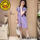 
G.DUCKKIDS Korean Girls Overalls Suit Summer 2024 New Children's Fashionable Short Sleeve Medium Large Children's Pants Two-piece Shoulder Striped Overalls Purple 150 Recommended Height 140cm