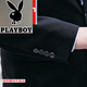 花花公子（PLAYBOY）大码西装男套装正装加肥加大潮胖子职业三件套西服 加大宽松版纯黑上衣+西裤+衬衫 7XL 210 240-260斤