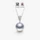 Weizi Jewelry Frost Moon Night 11-12mm perfect round Tahitian platinum gray pearl necklace 18K gold diamond pendant 11-12mm perfect round Tahitian platinum gray pearl/18