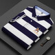 
Busen 2025 summer new middle-aged men's pure cotton short-sleeved T-shirt slim business lapel striped base shirt 3882 white M