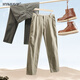 Hengyuanxiang printemps et automne de papa d'âge moyen Pack de coton pur pantalon décontracté masculin automne et hiver lâche épais et pantalon mince d'été moyen d'âge moyen A301-9906 Khaki-pure de style épais 301-9906