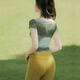 Shuangxiu yoga clothes for women 2025 new high-end and beautiful Pilates short-sleeved professional training clothes sports running suit summer ink green top leaf yellow pants suit XL 125-135