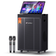 SANSUI portable trolley video speaker touch screen outdoor karaoke home ktv audio set all-in-one karaoke machine high volume karaoke 12 inches 15 inches PE182+18 inches bass+23 inches screen+500G memory