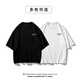 GXG.1978300g heavy short-sleeved T-shirt for men's pure cotton summer thin style trendy loose five-point sleeve American ice silk half-sleeved T-shirt 1047-black [220g pure cotton-solid color] L