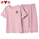 Yalu high-end pajamas for women in summer pure cotton short-sleeved cropped pants middle-aged and elderly mothers in summer thin style can wear home clothes outside blue pure cotton-NXF9856 M [80-100Jin [Jin equals 0.5 kg]]