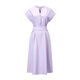 Farbdomain Kurzarm Ständer Kragenkleid für Frauen 2025 Sommer High-End-Satin-Schnür-up Taille-close-Mid-Long-Kleid lila m