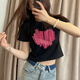 潮流t恤女2025新款设计感小众正肩短款t恤女夏季欲短袖宽松棉上衣 ke白色693 M 100斤以内