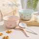 New underglaze color ceramic bowl and tableware set girly ins style ceramic bowl and spoon piglet two bowls two spoons