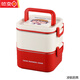 Tuojin imported quality cherry balls from Germany, stainless steel lunch box, lunch box, microwave, children's school, square red two-layer 1400ml