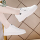 Specht 2025 Sommerweiche Sohle Frauenschuhe Leder Nonrutschschuhe Frauen lässige Schuhe Vielseitige helle Sportschuhe kleine weiße Schuhe W603 Weiß grau 38