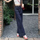 New loose and versatile flare pants for women, tall early spring jeans trousers, high waist slim floor pants, denim blue trousers, 9887# regular L