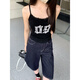 
WE hot girl lace splicing small suspender pure slim fit and beautiful back sleeveless top vest W3887 GL black M