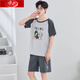 Langsha Pyjamas kurzärmelige Shorts für den Sommer New Cotton Student Cartoon Teenager Herren große Größe kann außerhalb von Heimbekleidung abgenutzt werden.