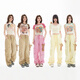 
LALABOBO [Mall Style] Three-dimensional Bear Multi-Pocket Working Pants for Women 25 New Loose Casual Wide Leg Pants LBEB-WXZC27 Khaki Regular M