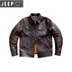 JEEP SPIRIT Mendoza Heavy Industry Washed Distressed Horseskin Leather Jacket Retro Workwear Leather Jacket Ami Khaki Genuine Leather Jacket Men Unlined M