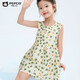 Schwein Banner Girl Sommer Dünnes Kleid Kinder loser ärmellose Weste Rock Baby Blumen lässige Langrock Tinte Blume 140 cm