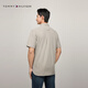 TOMMY HILFIGER [Breathable Poplin] Summer Men's Pure Cotton Business Casual Plaid Short Sleeve Shirt Shirt Men's Jacket 35440 Gray Plaid L9F L (Recommended: 150-165Jin [Jin equals 0.5 kg])