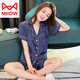 Catman (MiiOW) high-end ice silk pajamas for women short-sleeved shorts brand two-piece suit summer thin cardigan imitation silk home clothing 3899 apricot color L (100-118Jin [Jin equals 0.5 kg])