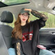 酷章（KUZHANG）网红炸街涂鸦宽松假两件纯棉t恤女2025蕾丝拼接显瘦防晒上衣 af7029 白色 M 建议110斤内