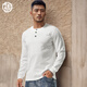 Enlightenment 280G heavy-weight Henley shirt men's long-sleeved T-shirt Henley collar slim-fit pure cotton solid color bottoming shirt for autumn and winter outer wear off-white M (100-130Jin Jin is equal to 0.5 kg)
