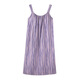Modal nightgown with chest pad for women summer pure cotton 2025 suspender stripe purple thin style can be worn out with home clothes 7009 L [Weight: 100-120Jin [Jin equals 0.5 kg]]