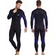 He Jiagong couple's long-sleeved 3MM thickened and warm men's and women's one-piece swimsuit surfing suit jellyfish suit diving black and water blue S