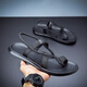 Heyu sandals men's Korean style soft sole non-slip casual beach shoes wearing green trendy outdoor trendy men's sandals black 9866 38